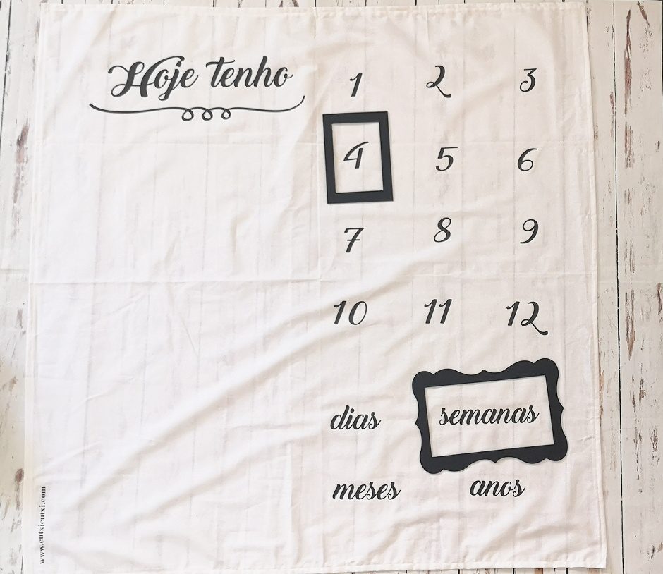 Tapete Milestones para bebé Hoje Tenho - Cutxi Cutxi - Presentes Personalizados