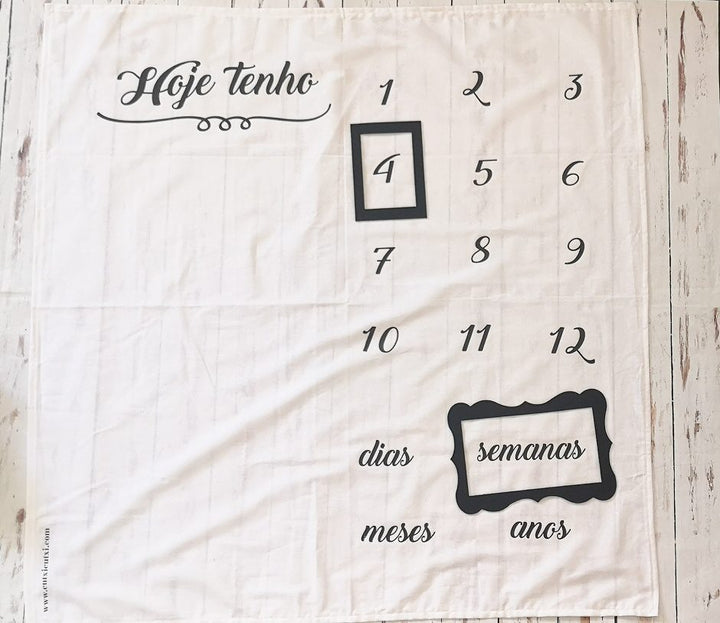 Tapete Milestones para bebé Hoje Tenho - Cutxi Cutxi - Presentes Personalizados