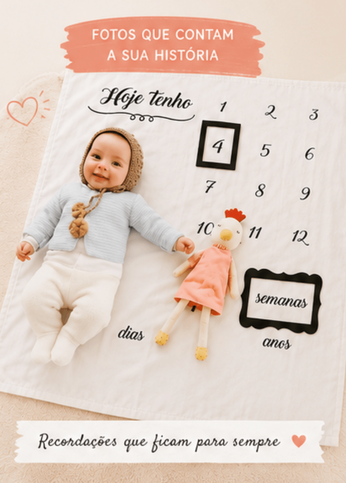 Tapete Milestones para bebé Hoje Tenho - Cutxi Cutxi - Presentes Personalizados