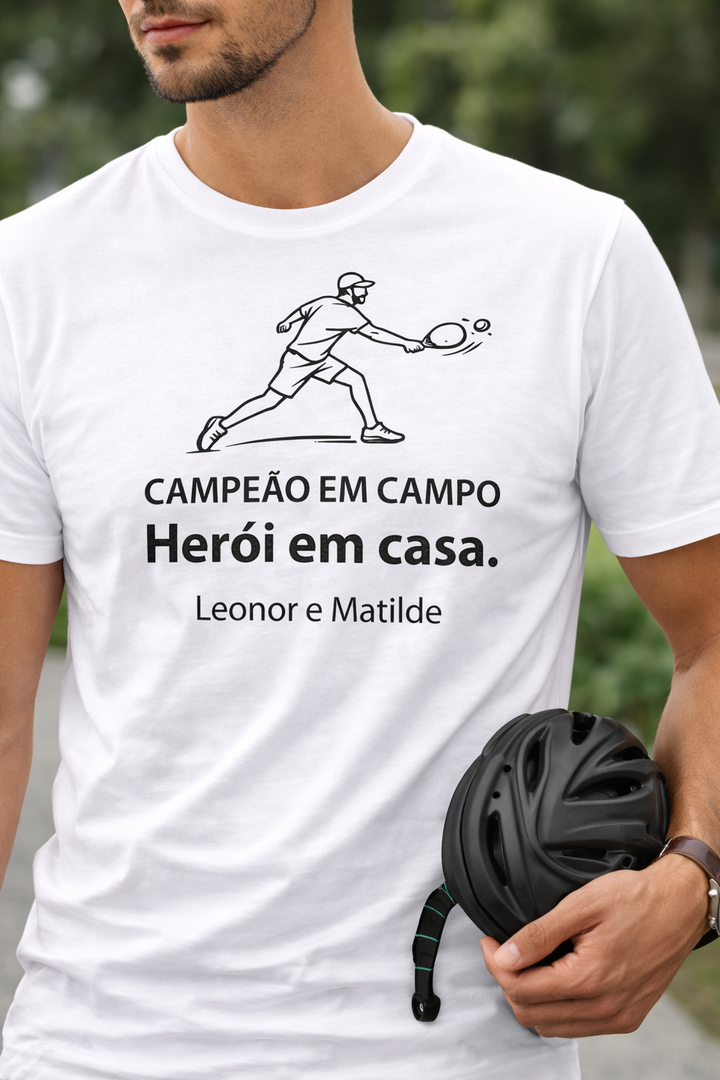 T-shirt Personalizada Pai Pádle – Campeão em Campo, Herói em Casa