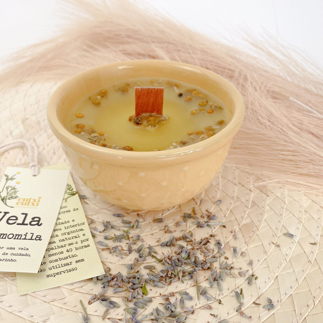 VELA artesanal DE CAMOMILA - Cutxi Cutxi - Presentes Personalizados