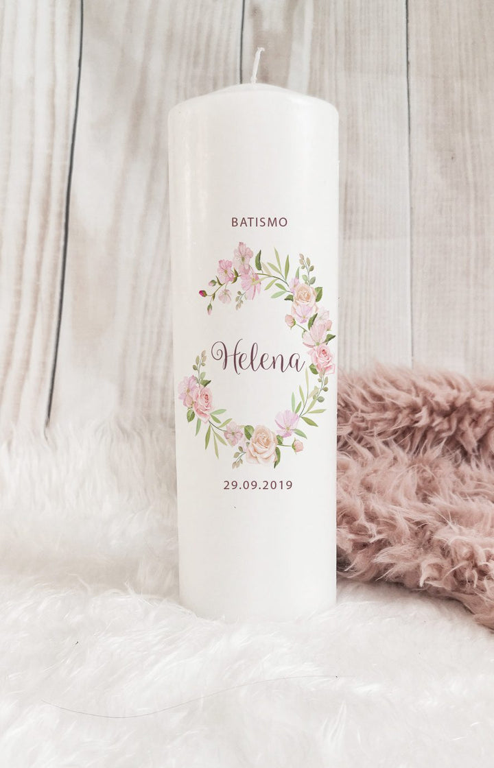 Vela da Vida Personalizada Florais | Presente Ideal para o Nascimento ou Primeiro Aniversário - Cutxi Cutxi - Presentes Personalizados