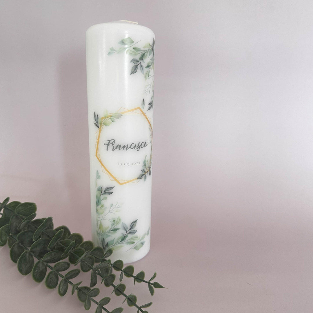 Vela da Vida Personalizada Folha Suave | Presente Ideal para o Nascimento ou Primeiro Aniversário - Cutxi Cutxi - Presentes Personalizados