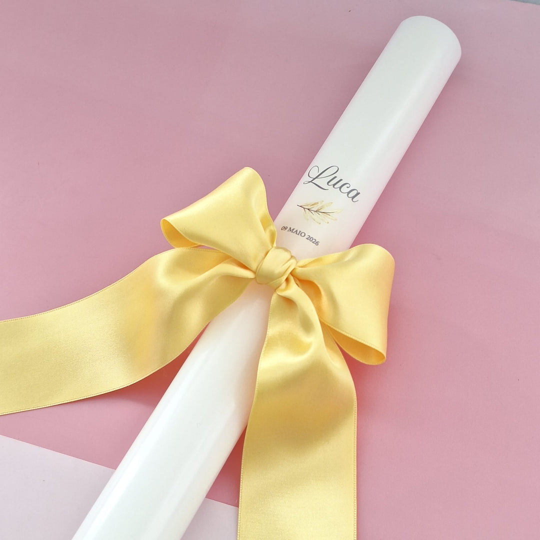 Vela de Batizado Cetim - Cutxi Cutxi - Presentes Personalizados