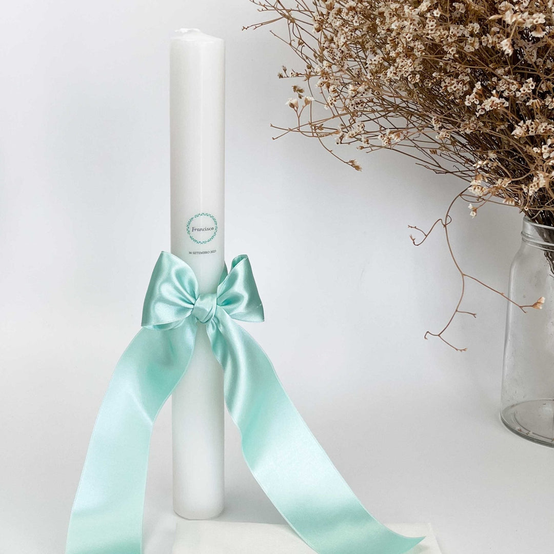 Vela de Batizado Cetim - Cutxi Cutxi - Presentes Personalizados