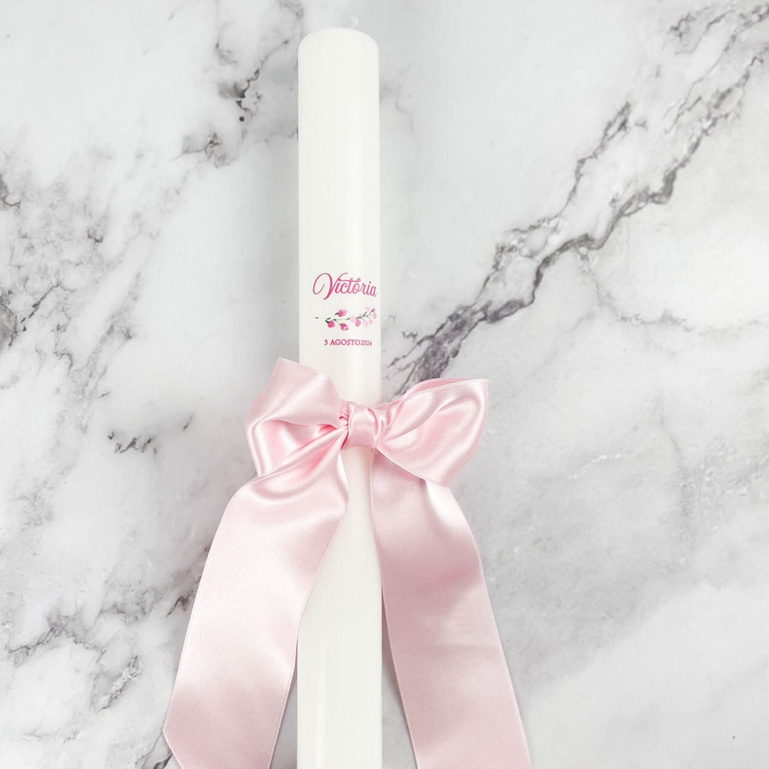 Vela de Batizado Cetim - Cutxi Cutxi - Presentes Personalizados