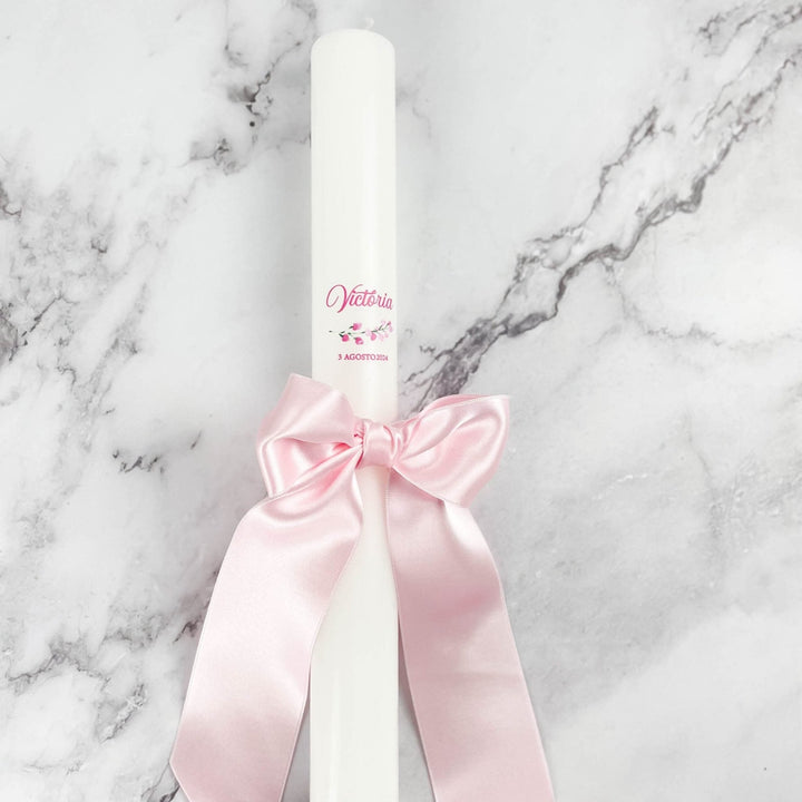 Vela de Batizado Cetim - Cutxi Cutxi - Presentes Personalizados