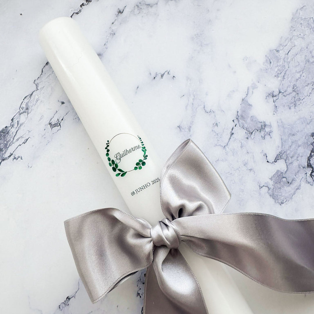 Vela de Batizado Cetim - Cutxi Cutxi - Presentes Personalizados