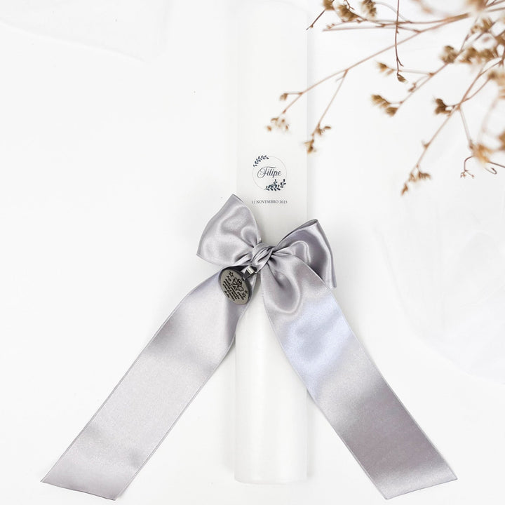 Vela de Batizado Cetim - Cutxi Cutxi - Presentes Personalizados