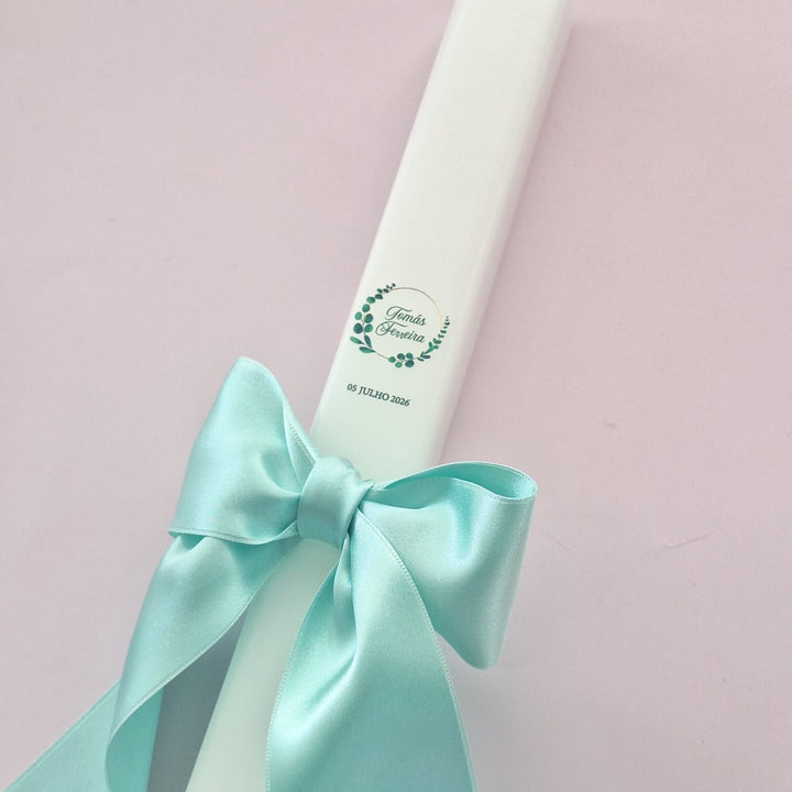 Vela de Batizado Cetim - Cutxi Cutxi - Presentes Personalizados