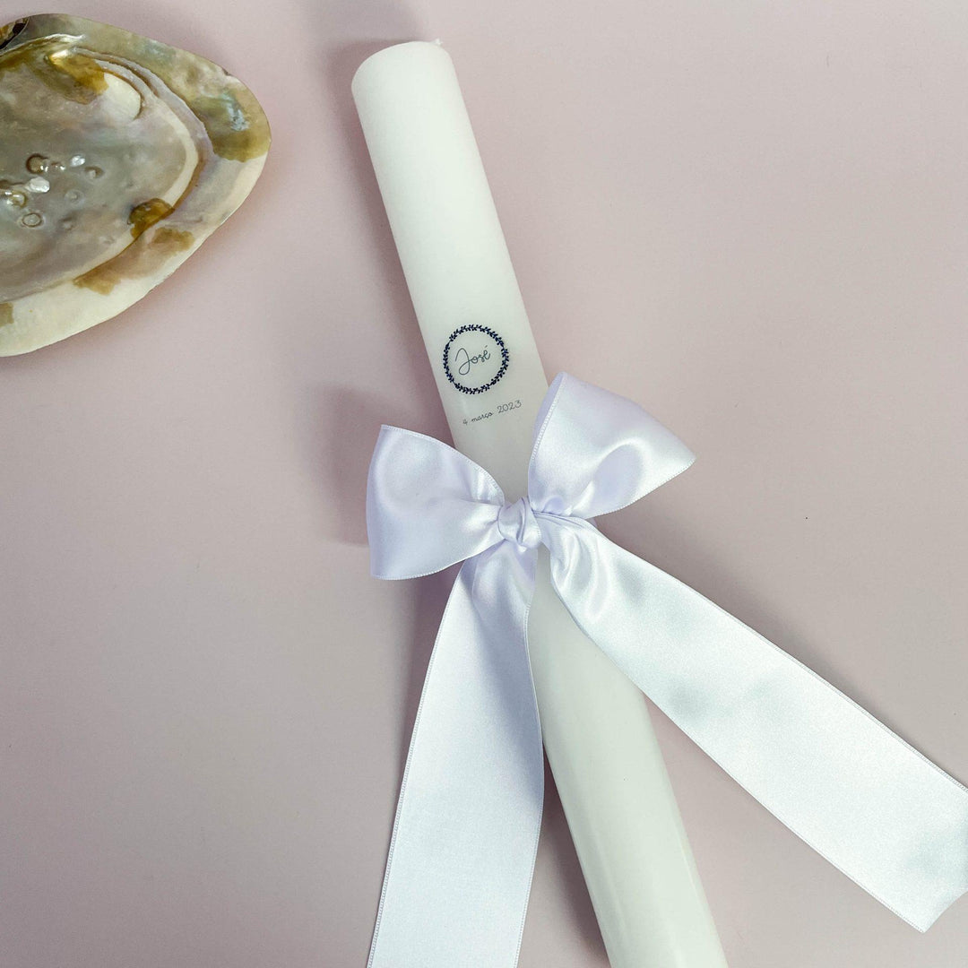 Vela de Batizado Cetim - Cutxi Cutxi - Presentes Personalizados