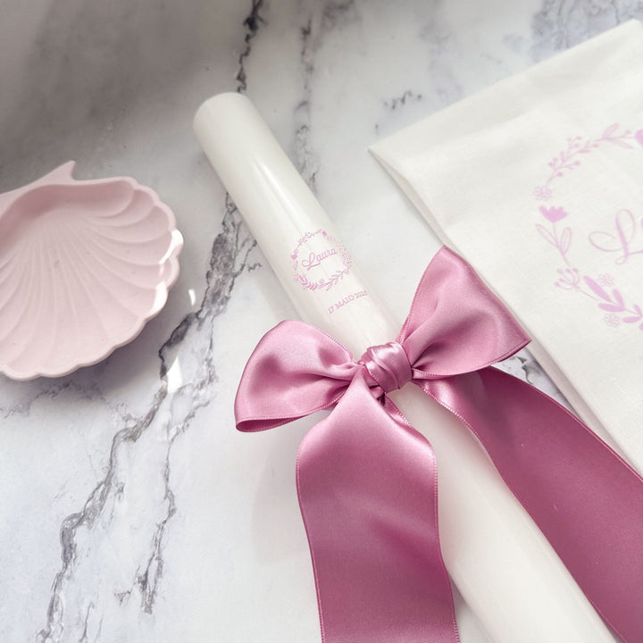 Vela de Batizado Cetim - Cutxi Cutxi - Presentes Personalizados