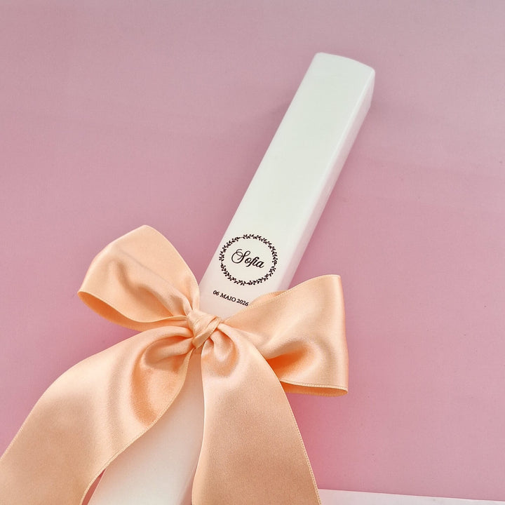 Vela de Batizado Cetim - Cutxi Cutxi - Presentes Personalizados