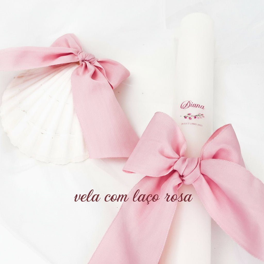Vela de Batizado Gorgurão - Cutxi Cutxi - Presentes Personalizados