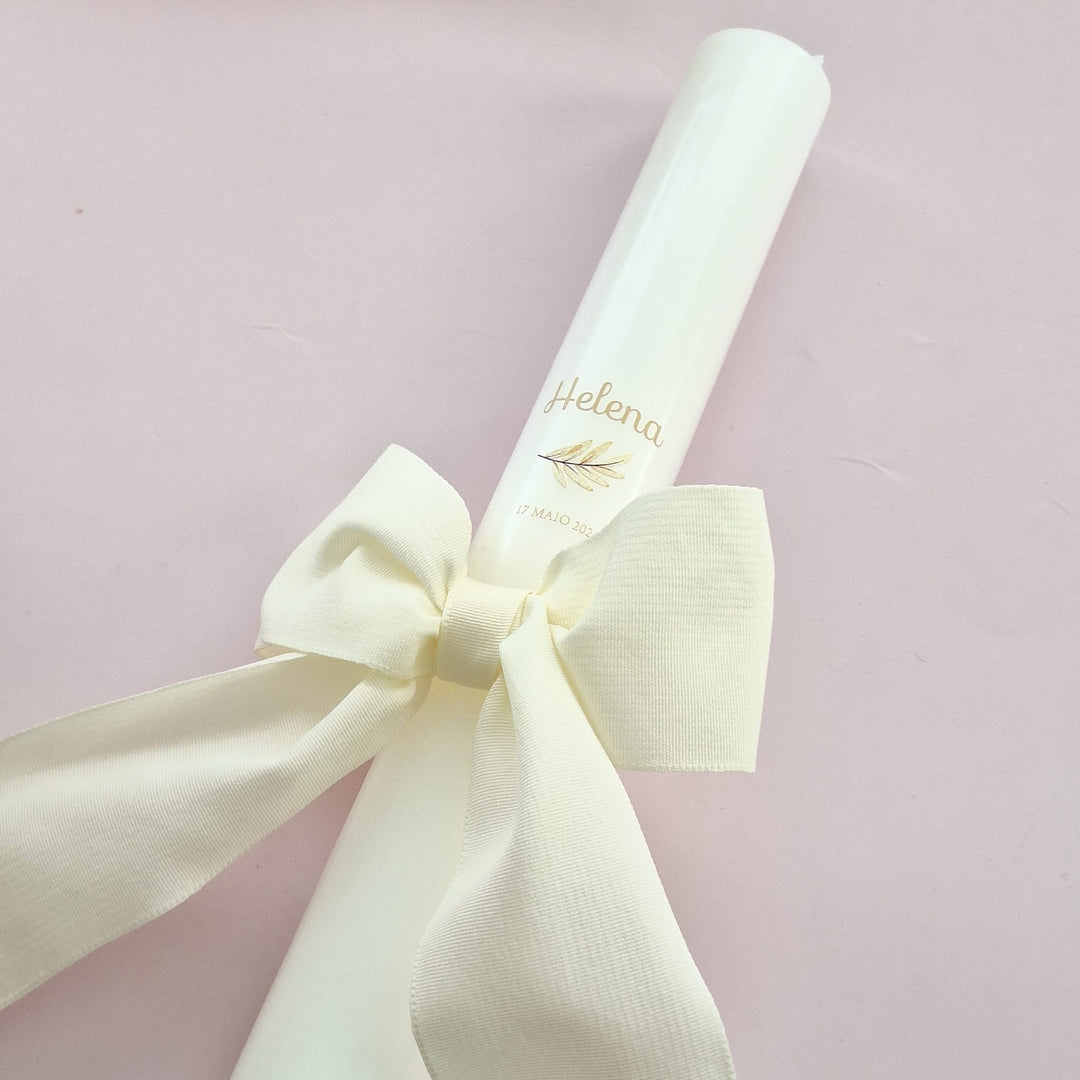Vela de Batizado Gorgurão - Cutxi Cutxi - Presentes Personalizados
