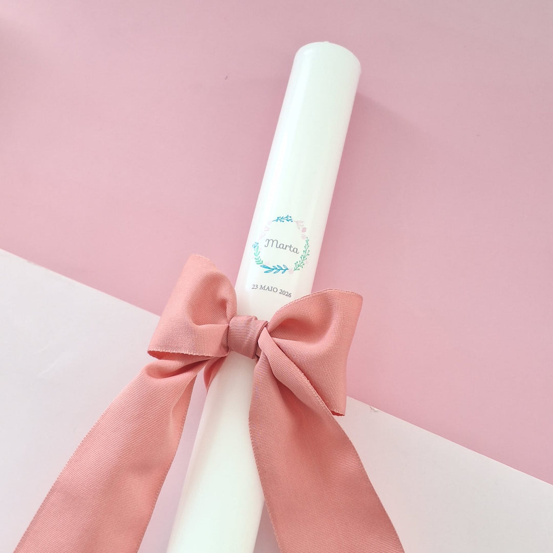 Vela de Batizado Gorgurão - Cutxi Cutxi - Presentes Personalizados