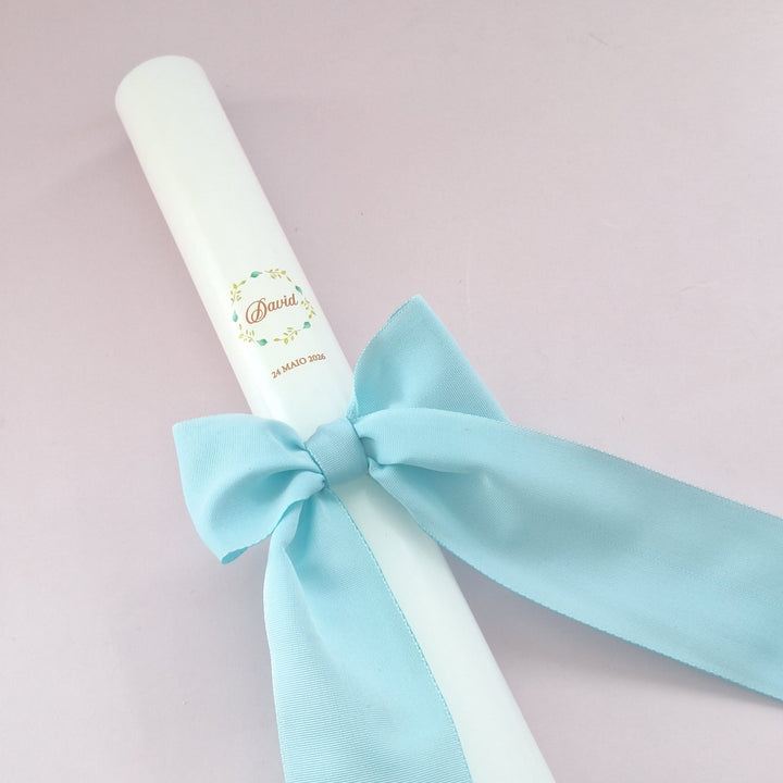 Vela de Batizado Gorgurão - Cutxi Cutxi - Presentes Personalizados