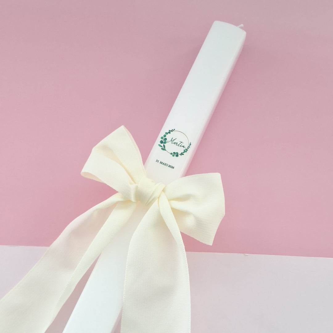 Vela de Batizado Gorgurão - Cutxi Cutxi - Presentes Personalizados