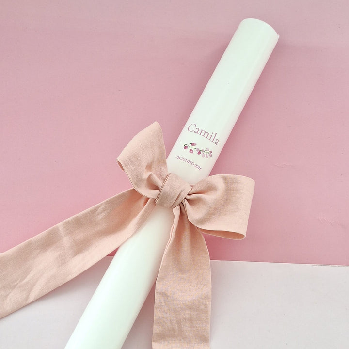 Vela de Batizado Linho - Cutxi Cutxi - Presentes Personalizados