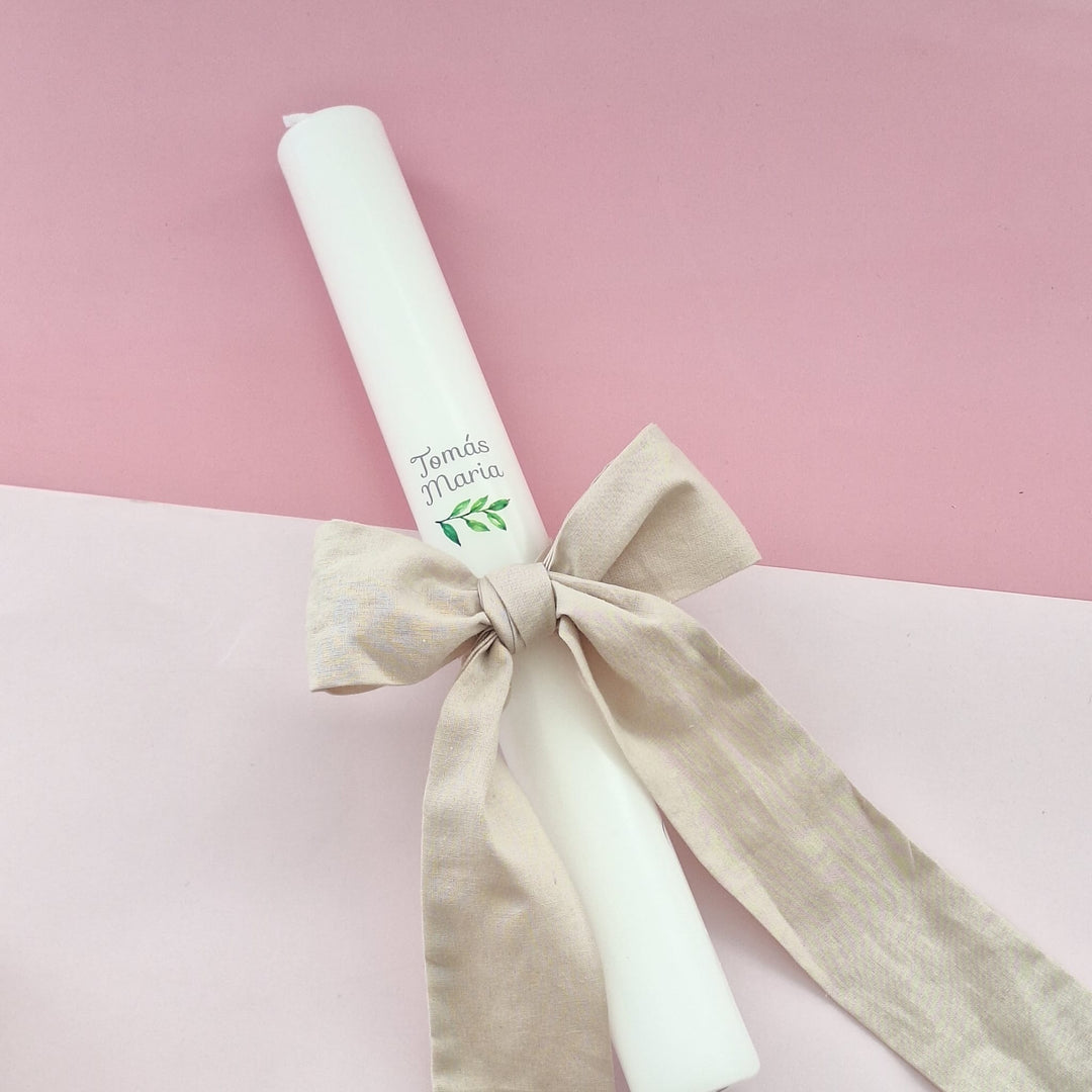 Vela de Batizado Linho - Cutxi Cutxi - Presentes Personalizados