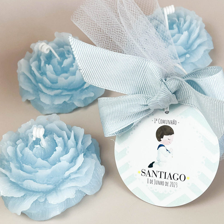 Vela Peónia | Lembrança Primeira Comunhão - Cutxi Cutxi - Presentes Personalizados