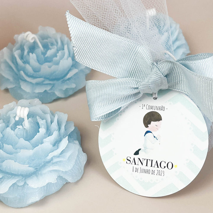 Vela Peónia | Lembrança Primeira Comunhão - Cutxi Cutxi - Presentes Personalizados