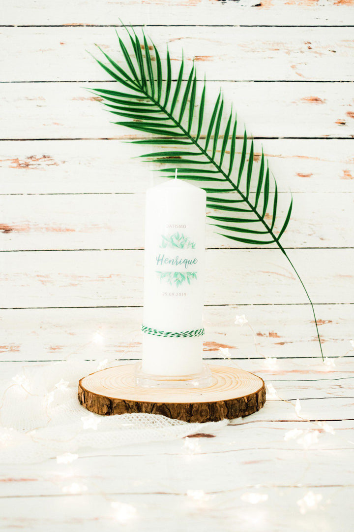Vela da Vida Personalizada FOLHAGEM | Presente Ideal para o Nascimento ou Primeiro Aniversário
