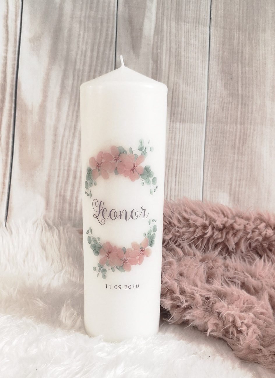Vela da Vida Personalizada Florais | Presente Ideal para o Nascimento ou Primeiro Aniversário