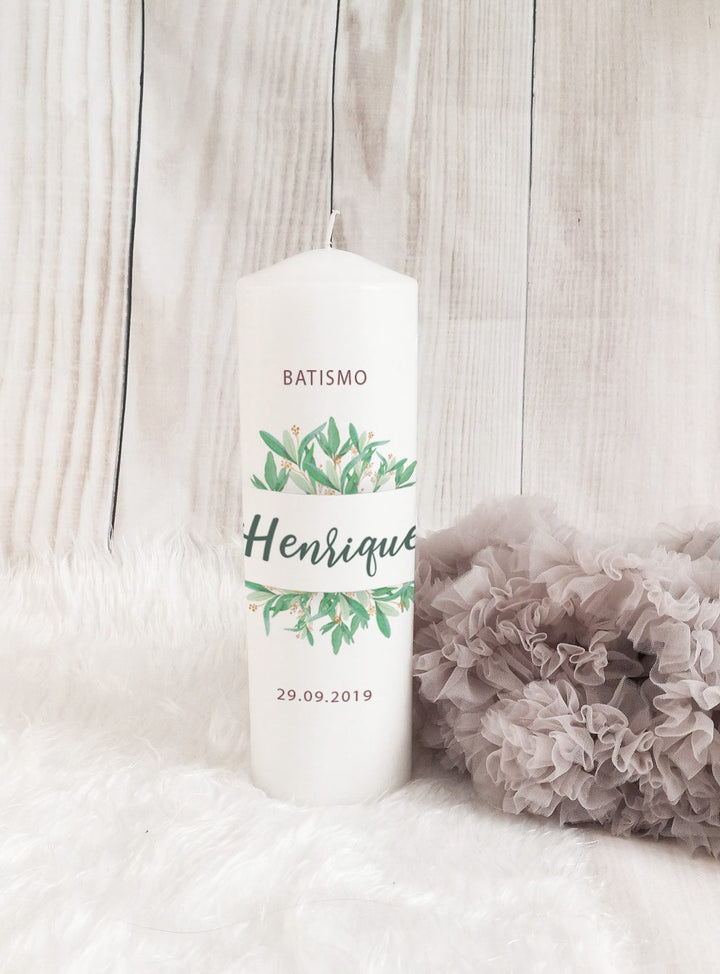 Vela da Vida Personalizada FOLHAGEM | Presente Ideal para o Nascimento ou Primeiro Aniversário
