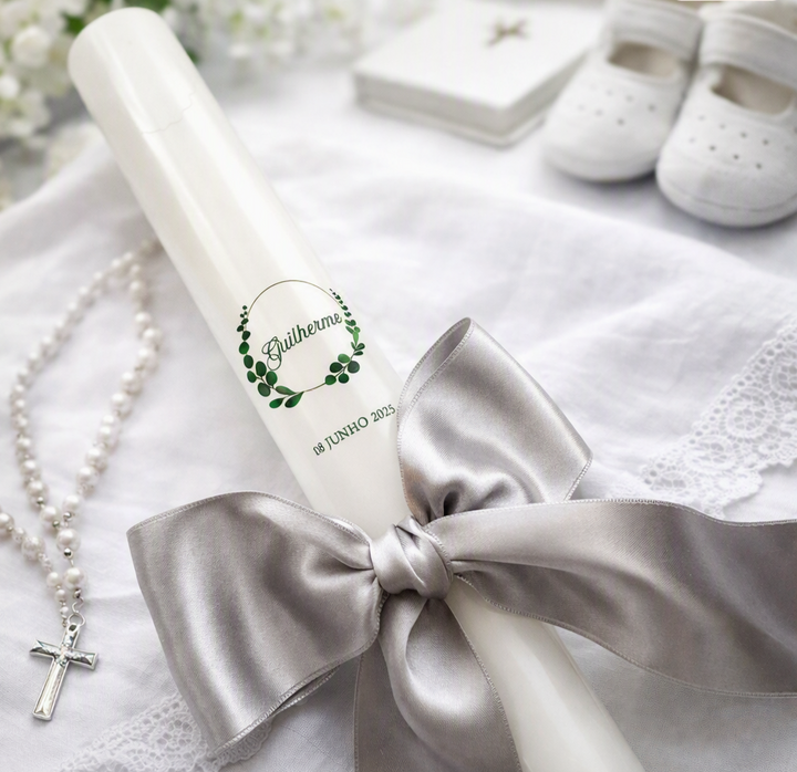 Personalised Satin Christening Candle