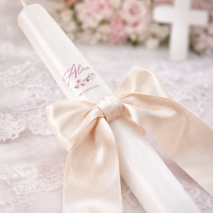 Personalised Satin Christening Candle