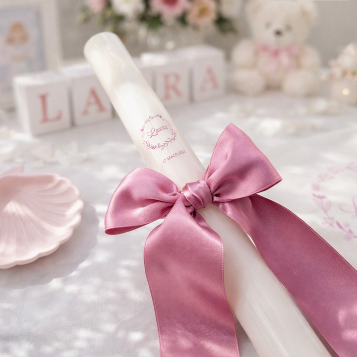 Personalised Satin Christening Candle