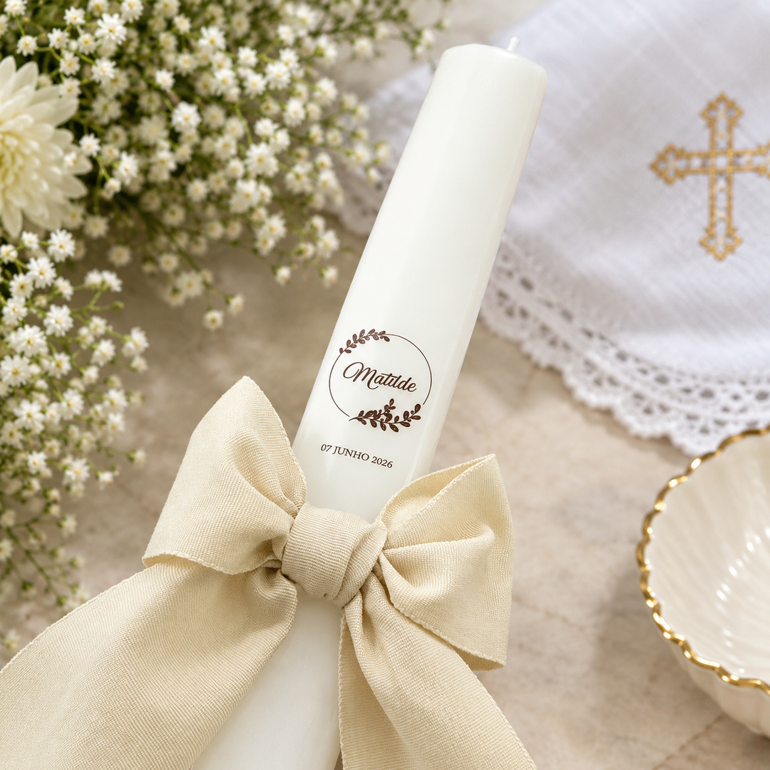 Grosgrain Christening Candle
