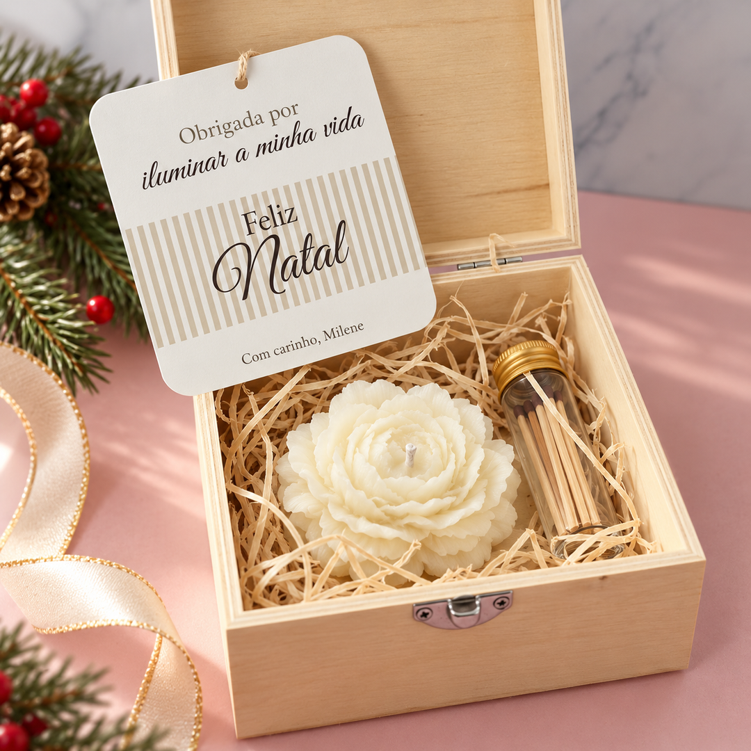 Caixa Flor de Natal | Vela Artesanal Personalizada