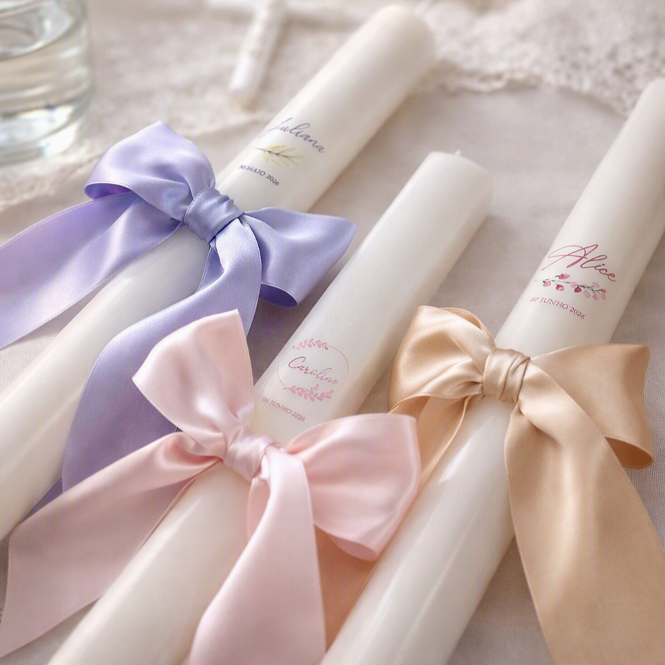 Personalised Satin Christening Candle