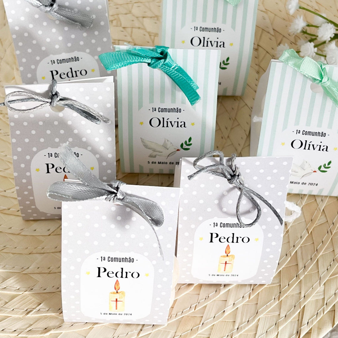 Velinha Bubble personalizada Lembrança Primeira Comunhão - Cutxi Cutxi - Presentes Personalizados
