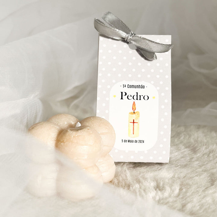 Velinha Bubble personalizada Lembrança Primeira Comunhão - Cutxi Cutxi - Presentes Personalizados