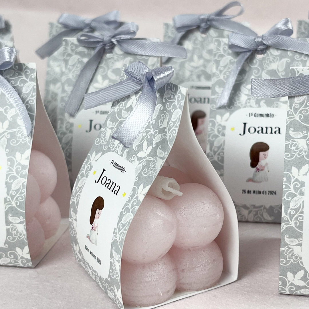 Velinha Bubble personalizada Lembrança Primeira Comunhão - Cutxi Cutxi - Presentes Personalizados