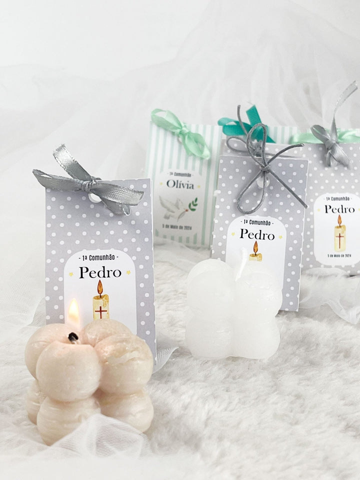 Velinha Bubble personalizada Lembrança Primeira Comunhão - Cutxi Cutxi - Presentes Personalizados