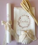 Conjunto Batizado RENDA POEMA com Vela Toalha e Concha
