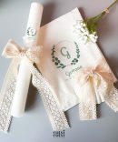 Conjunto Batizado RENDA POEMA com Vela Toalha e Concha