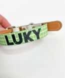 coleira animal personalizada para cao quadradinhos verdes