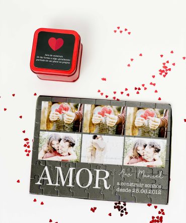 Mini Puzzle Iman com Fotografia e caixa Really cutxi dia dos namorados nome e data