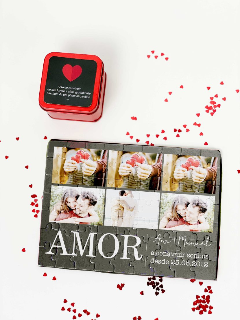 Mini Puzzle Iman com Fotografia e caixa Really cutxi dia dos namorados nome e data