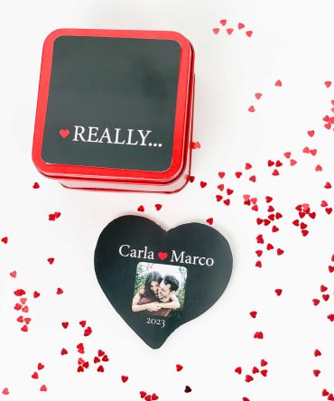 Mini Puzzle Iman coração com Fotografia e caixa Really cutxi dia dos namorados