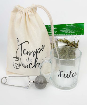 Tempo de relachar Chá saquinho caneca personalizada com nome