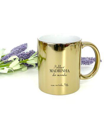 caneca dourada madrinha nome