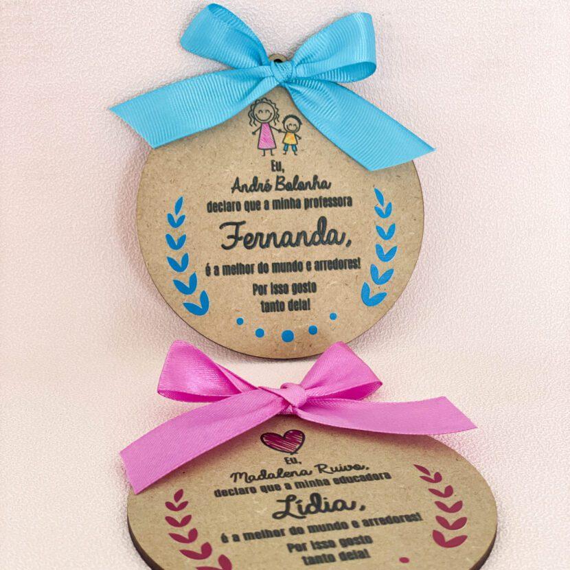 Medalhão Melhor do Mundo (Presente para Docentes, Educadoras, Auxiliares)