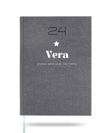 Agenda personalizada com nome cinza branco 2024