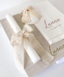 Conjunto para Batizado coleção Poema Delux | com Vela, Concha, Toalha, Caixa de veludo grande